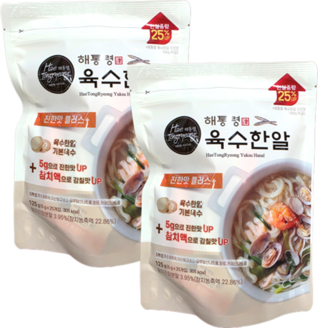 해통령 육수한알 진한맛플러스, 125g, 2개