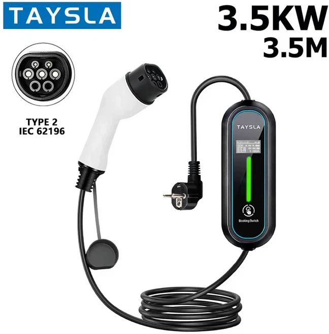 TAYSLA 휴대용 EV 충전기 모든 전기차용 EU 플러그 충전 케이블 월박스 AC80V-260V 3.5kW 16A 2 타입 1, 01 TYPE 2