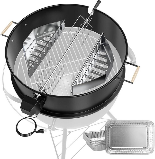 MOASKER Weber 55.9cm(22인치) 주전자 숯 그릴 액세서리용 업그레이드된 로티세리 키트 Weber 및 기타 유사한 크기의 그릴용 로티세리 그릴 키트 손잡이, 1개