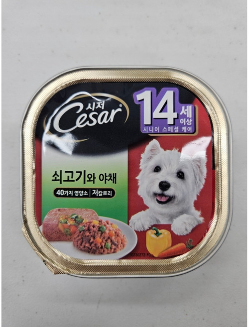 시저 반려견 주식캔 시니어 14세 이상 쇠고기와야채, 소+채소, 100g, 24개