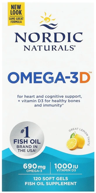 Nordic Naturals Omega-3D 레몬 소프트젤 120정, NordicNaturalsOmega3D레몬소프트젤120, 1개 - 쿠팡