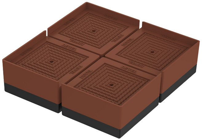 L자형 세탁기 발받침대 소음 감소 높이조절 방진 고무발 소파 다리 수평 조절, 브라운, 4개