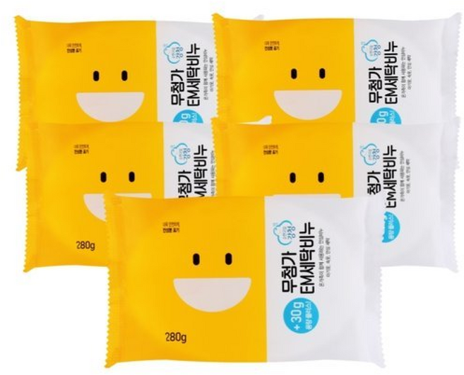 강청 무첨가순비누 EM세탁빨래비누X 녹색인증 식물성 찌든때비누, 280g