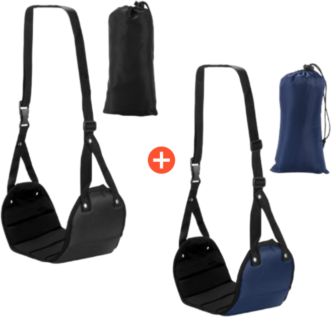 어썸트립 비행기 발받침 발해먹 기내 발걸이 1+1, 블랙 네이비, 2세트