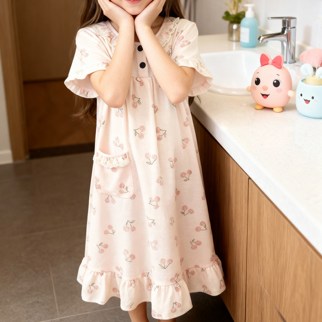 캐리루시 아동 주니어 요루 프릴 주머니원피스
