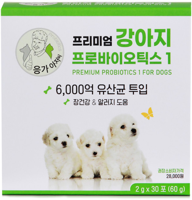 응가아저씨 프리미엄 강아지 프로바이오틱스1 6000억 유산균, 30회분, 장건강/유산균, 1박스
