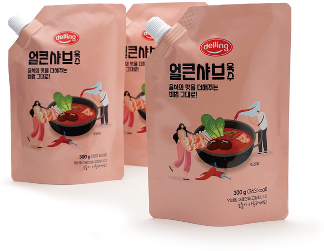 [델링] 얼큰샤브육수 3개 묶음, 300g