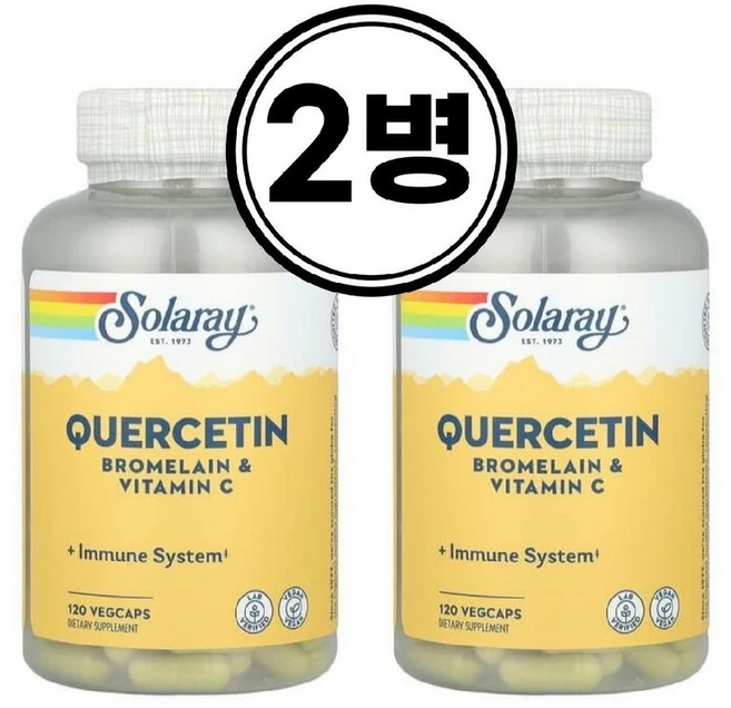 (2병) 솔라레이 퀘르세틴 케르세틴 브로멜라인 비타민C 120정 Quercetin Bromelain, 2개 - 쿠팡