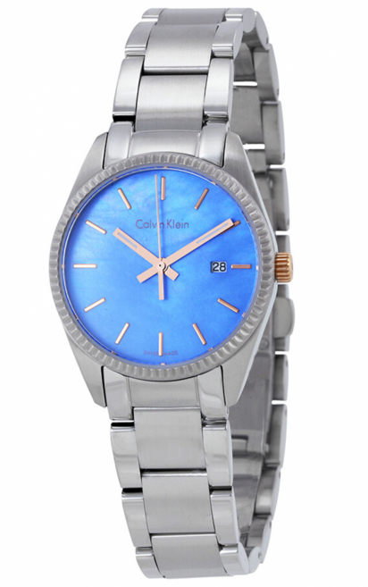 캘빈클라인 자개 얼라이언스 블루 마더오브펄 다이얼 스틸 워치 여성 시계