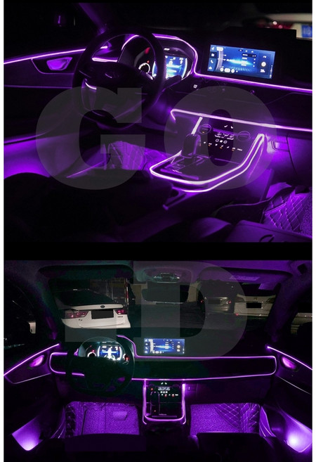 차량용 엠비언트 라이트 광섬유 무드등 신형 EL와이어 앰비언트 LED실내등 무소음, 퍼플2M세트, 1개