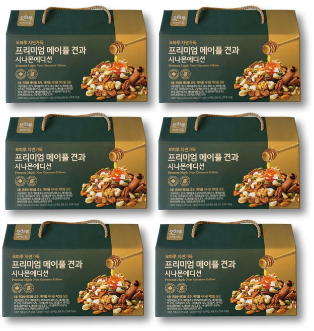 오하루 프리미엄 메이플 견과 에브리데이 하루 한포 넛츠 견과류 브라질넛 피스타치오 피칸, 400g, 6박스