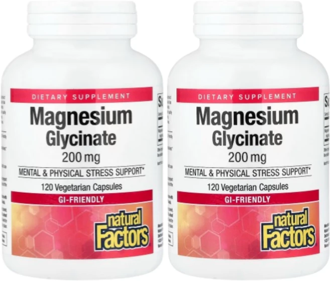 Natural Factors 마그네슘 글리신산 200mg 베지 캡슐 120정 2개 - 쿠팡