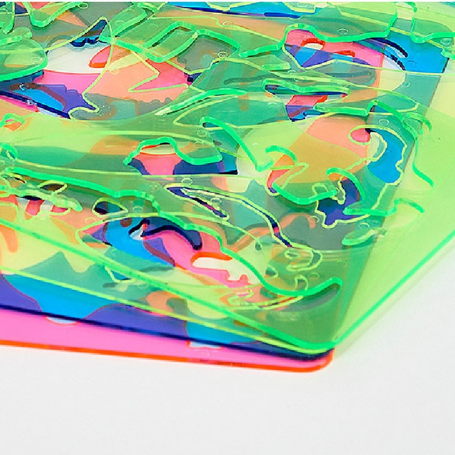 CO 다양한 모양자 6종세트 동물/도형/모양 그리기 튼튼한 모형자 도형자 어린이집 미술도구, 6종, 반투명 플라스틱 (색상랜덤)