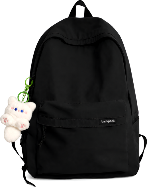 리소이아 남녀공용 데일리 경량 백팩 학생 직장인 캐주얼 가방 + 고양이 키링 세트