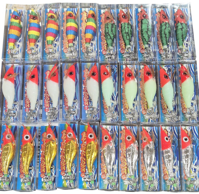 낚시맨 왕눈이에기 문어에기 혼합 세트, 1세트, 100g, 고추장+수박+색동+야광+금비+은비