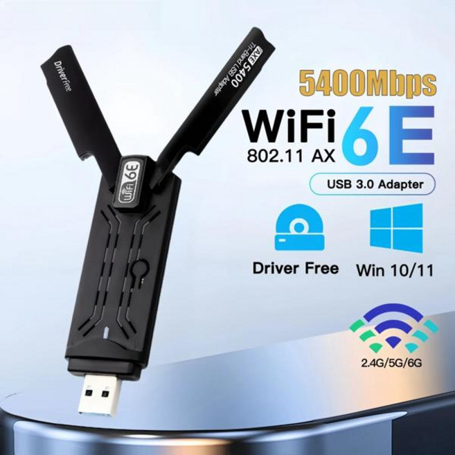 WiFi 7 USB 이더넷 어댑터 BE6500 2.4G5G6GHz 트라이 밴드 USB3.0 무선 네트워크 카드 Win1011 용 6500Mbps 802.11BE 드라이버, 01 CHINA, [01] 5400M, 1개