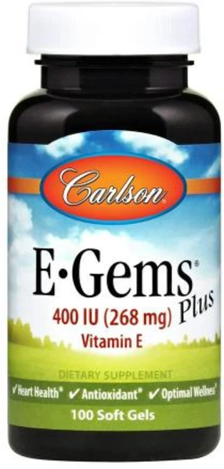 칼슨랩 E-Gems 플러스 400IU 비타민E 100캡슐 토코페롤, 없음, 없음, 100정, 1개 - 쿠팡