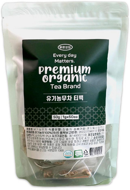 맑은상회 유기농 무차 티백, 1g, 1개, 50개입