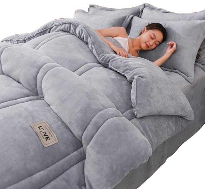 Blossom Bliss 극세사 차렵 이불 겨울 이불세트 킹사이즈 침구세트 기숙사 푹신한 패밀리, 그레이