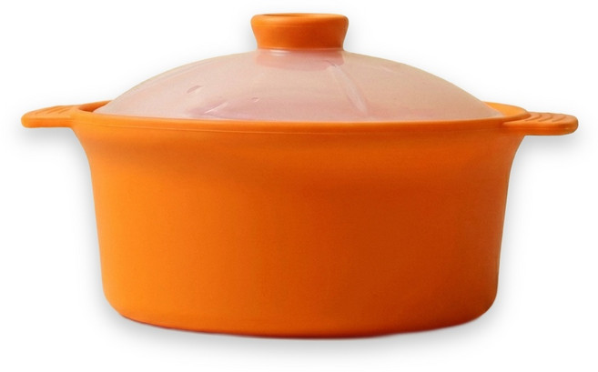 루리코리아 국산 실리콘 전자레인지 찜기 1.2L, 오렌지, 1개