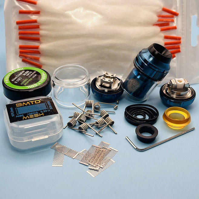 ZEUS RTA 듀얼 메쉬 베이스 코일 탱크 분무기 모드 510 25MM ADING 데크 기화기, blue Full kit