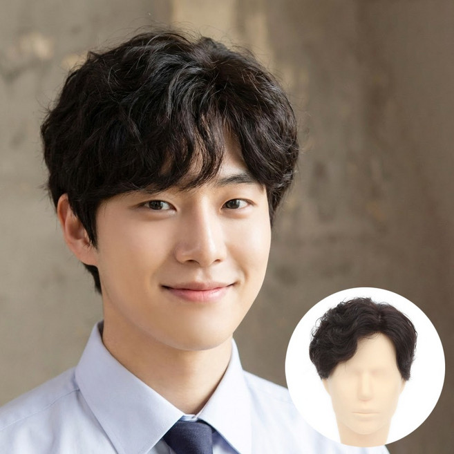 [M3182] 브라운컬 남자가발 프리미엄 스킨 고급인모100%, 가르마형, 15cm×18cm(가르마형), 1개, 기본