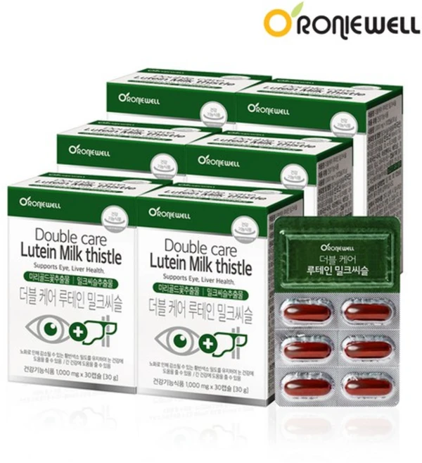 로니웰 더블케어 루테인 밀크씨슬 30캡슐 x 6개 6개월분, 180정, 1개 - 쿠팡