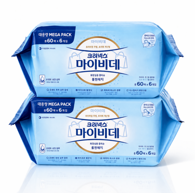 마이비데 화장실용 물티슈 캡형, 12개, 60매, 1g