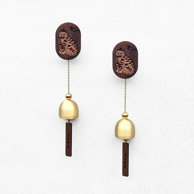 [디자인소행] 호작도 도어벨 풍경 문종 현관종 현관도어벨 호랑이도어벨 개별 박스포장, 1.호작도 금호 도어벨