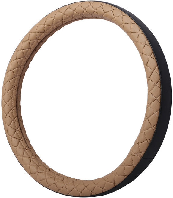 루젠 투인원 가죽 자동차 핸들커버 원형, 새들브라운