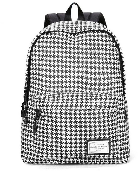 防潑水筆電背包 大容量旅行雙肩包 電腦包, 千鳥紋, 1個