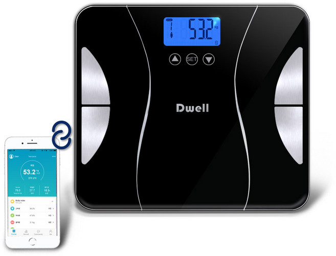 디웰 스마트 체지방 체중계, BTS186B, 블랙