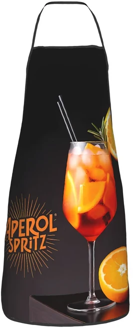 Aperol Spritz 블랙 1pc 성인 사이즈 민소매 앞치마 패턴 턱받이 홈 요리 주방 착 액세서리, 01 50X75cm, 01 Multicolor