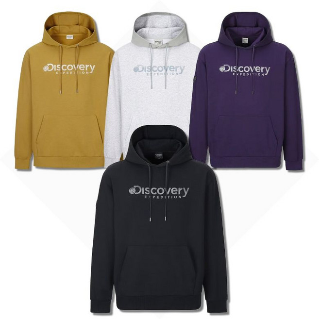 [백화점정품] 디스커버리 후드티 남녀공용 오버핏 로고 무지 티셔츠 사계절용 맨투맨