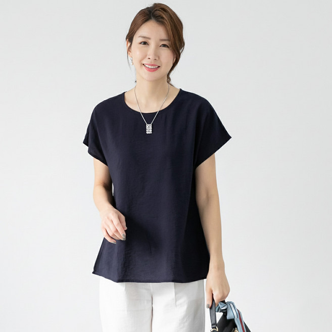 무브너 여성 여름 인견 반팔 단색 무지 블라우스 엄마옷 빅사이즈 포함