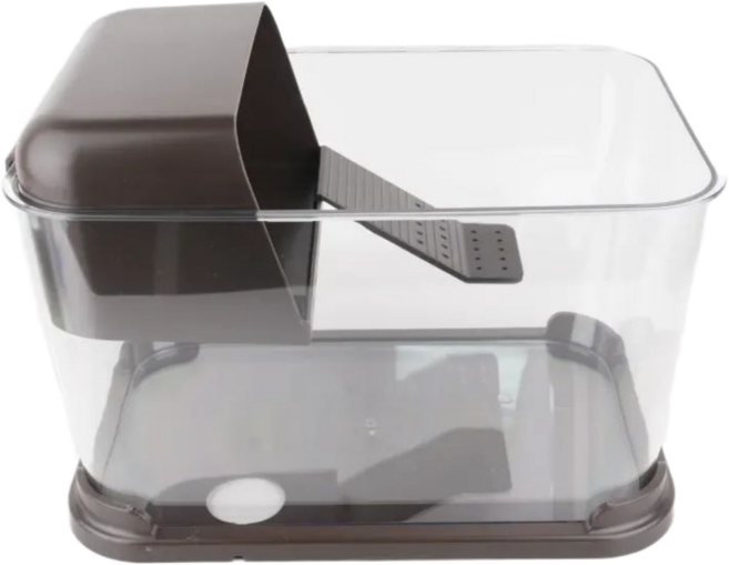 반수생 아기 거북이 키우기 투명 플라스틱 어항 사육장 일체형 쉼터 브라운, 1개, 1310g