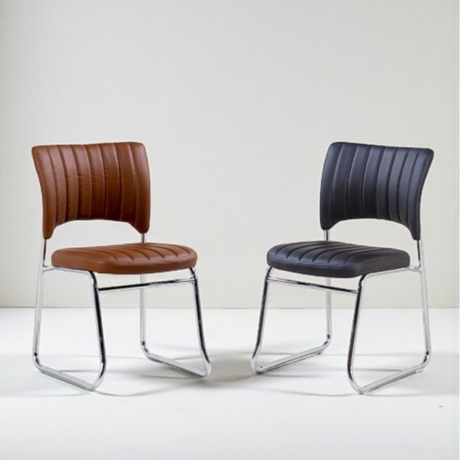 디바피스 사무용 회의용 등받이 가죽 고정 클램 의자, 블랙, 1개