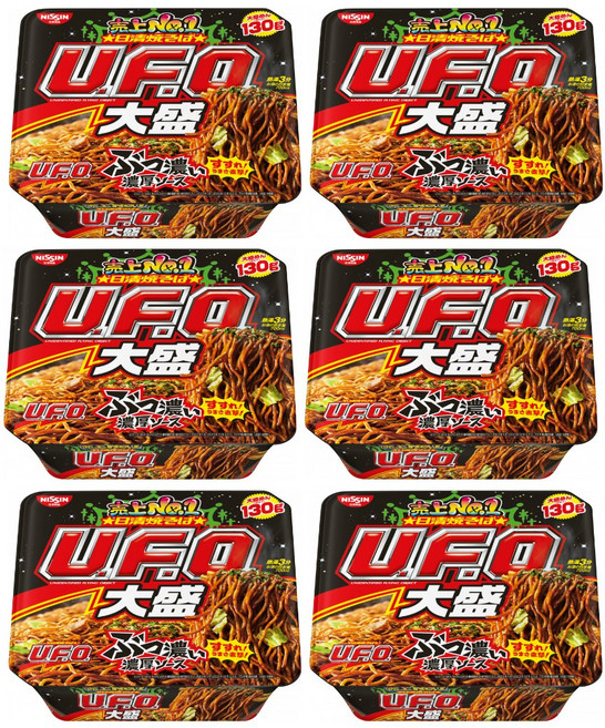 일본 Nissin Yakisoba 닛신 UFO 야키소바 라멘 컵라면 도시락 대용량 167g, 6개
