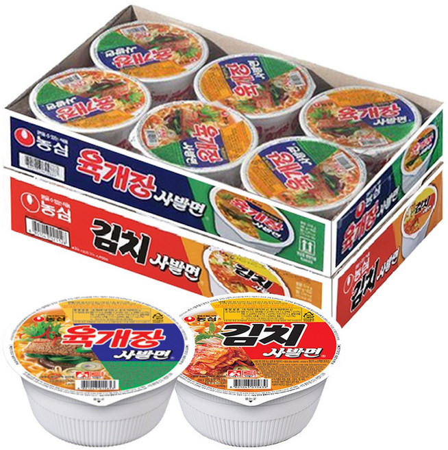 농심 육개장사발면 6개 + 김치사발면 6개, 86g, 12개, 상세페이지 참조