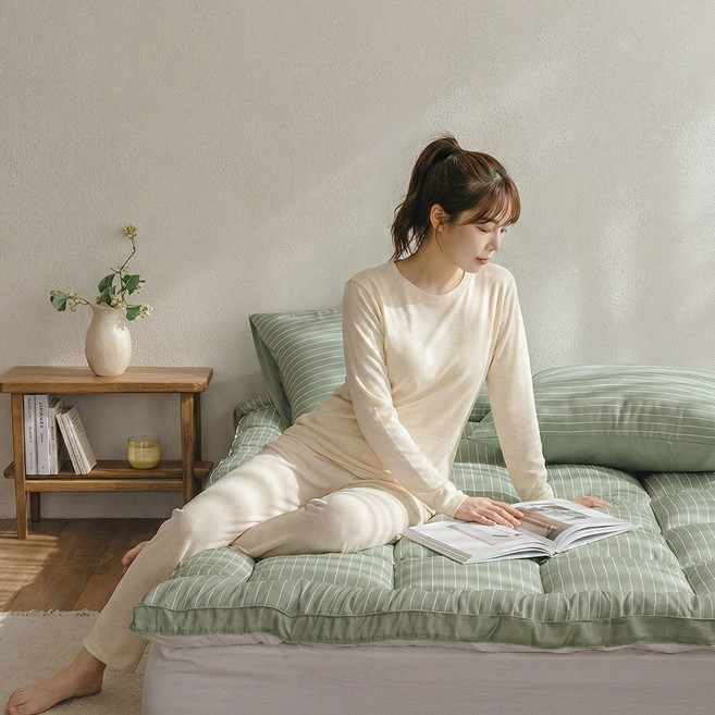 플럼베리 모달 100% 토퍼 매트리스, 올리브그린