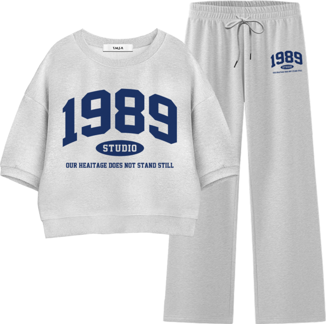 몰토벨리노 토르소 TSF 1989스튜디오 세미오버핏 크롭 반팔 맨투맨 일자팬츠 세트