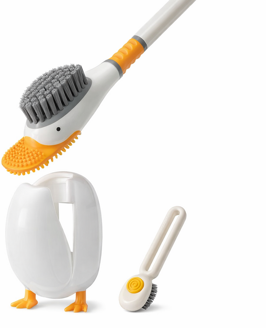 레스웨이 욕실 청소솔 2종세트 오리 2in1 브러쉬+틈새솔, 화이트,크림 1SET, 1개