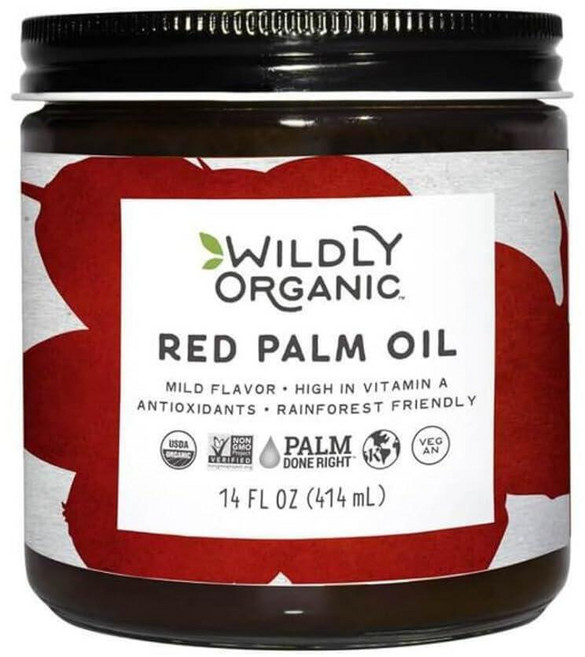 Wildly Organic 정제되지 않은 레드 팜 오일 350ml(14온스) - 유기농 GMO 프리 케토 친화적 평생 공정하고 RSPO 인증 중성 맛 - BPA 프리 용, 1개, 414ml