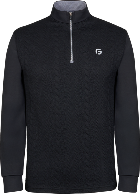 몽크로스 조르지오페리 골프 남성 케이블 패턴 하프넥 집업 티셔츠