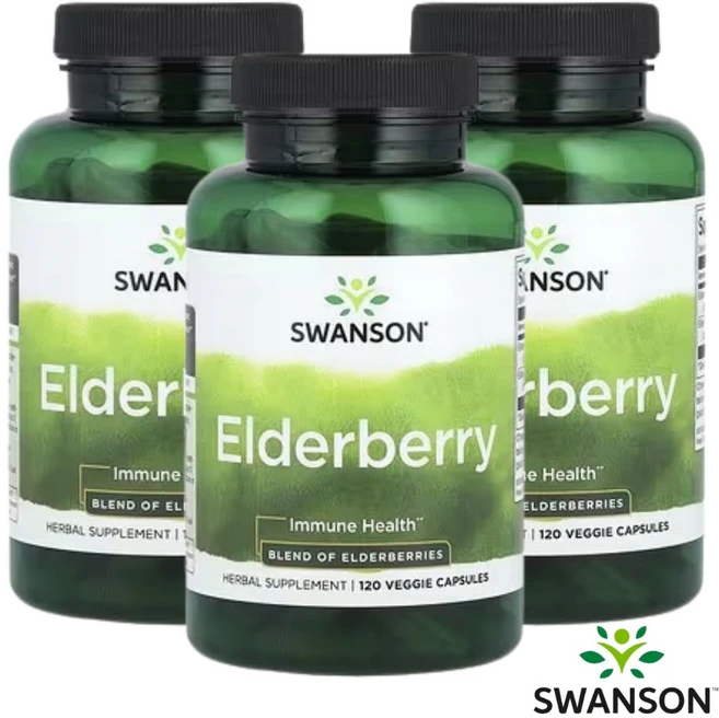 스완슨 삼부커스 엘더베리 캡슐 120정 안토시아닌 앨더베리 Elderberry 3병, 3개 - 쿠팡