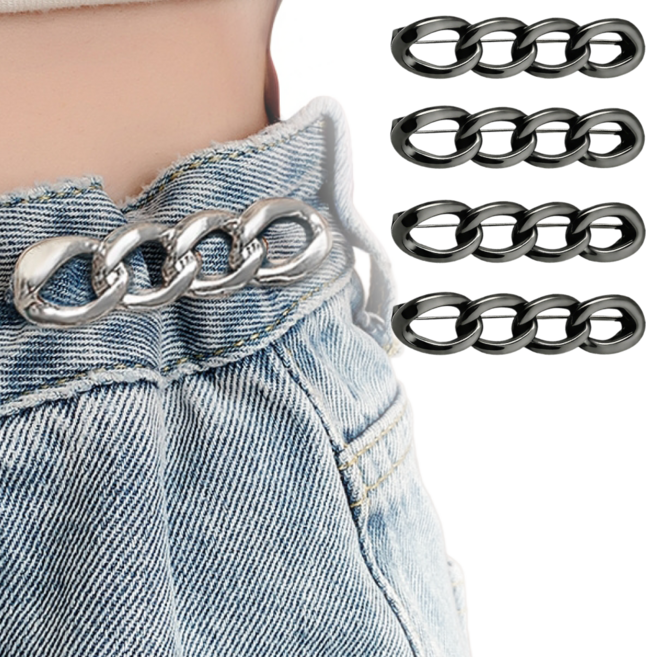 루니바 셀프 조절 클립 바지 허리 줄이기 옷핀, 4개, 블랙