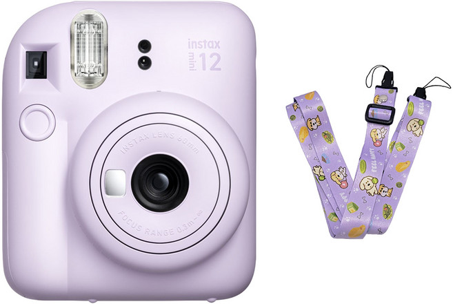 후지 인스탁스 미니12 즉석카메라+스트랩, 라일락퍼플+퍼플, 1세트