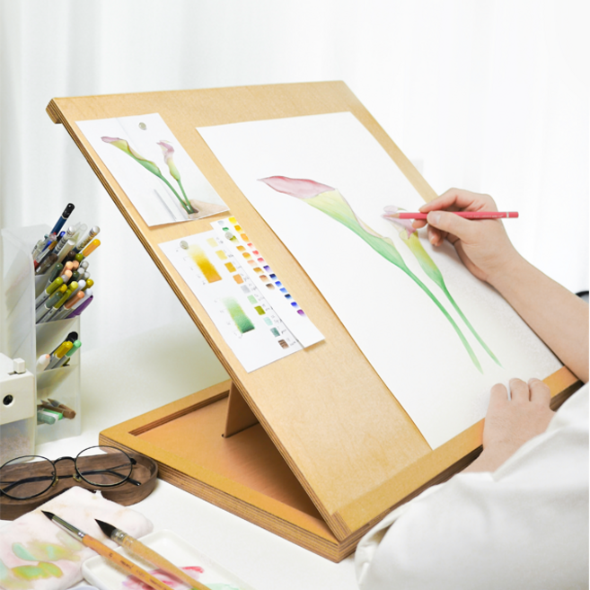 이젤 테이블이젤 책상이젤 자작나무 그림판 화판 동양화 보태니컬아트
