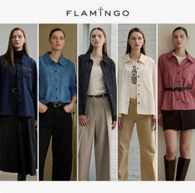 [TV상품] 후라밍고 코튼 블렌디드 에센셜 데님 셔켓 2종