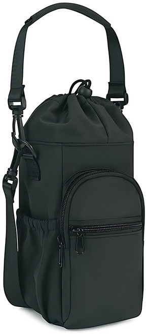 이중지퍼 보온보냉 텀블러 크로스백 물병 가방, 1개, 블랙